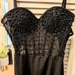 Elegant Black Beaded Dress